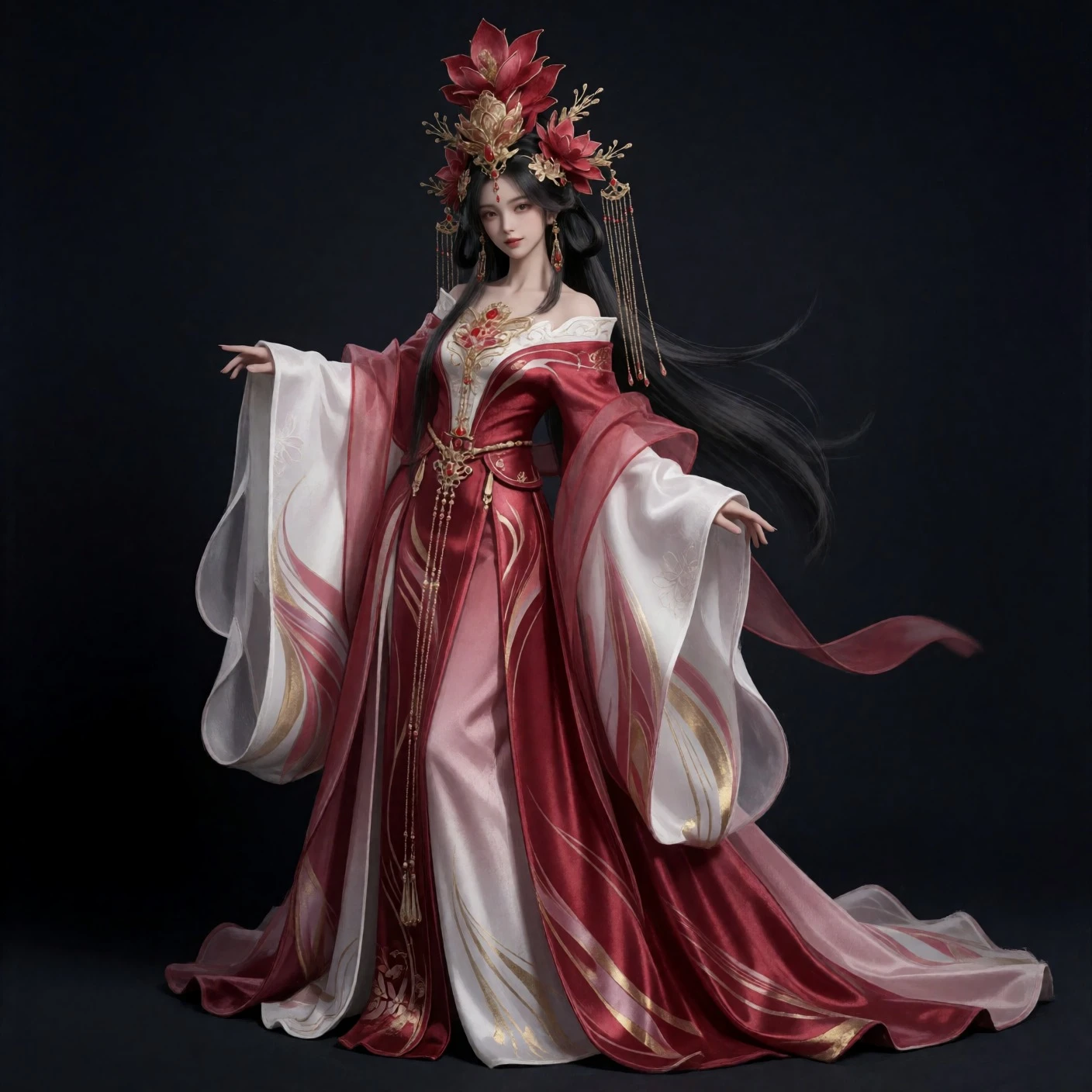 Original character design — the exact costume, headdress and face carried into the splash.